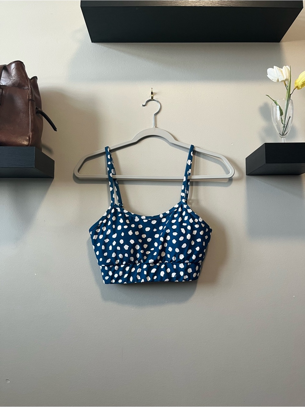 Lime Ricki Navy Bralette Bikini Top with White Spot Print